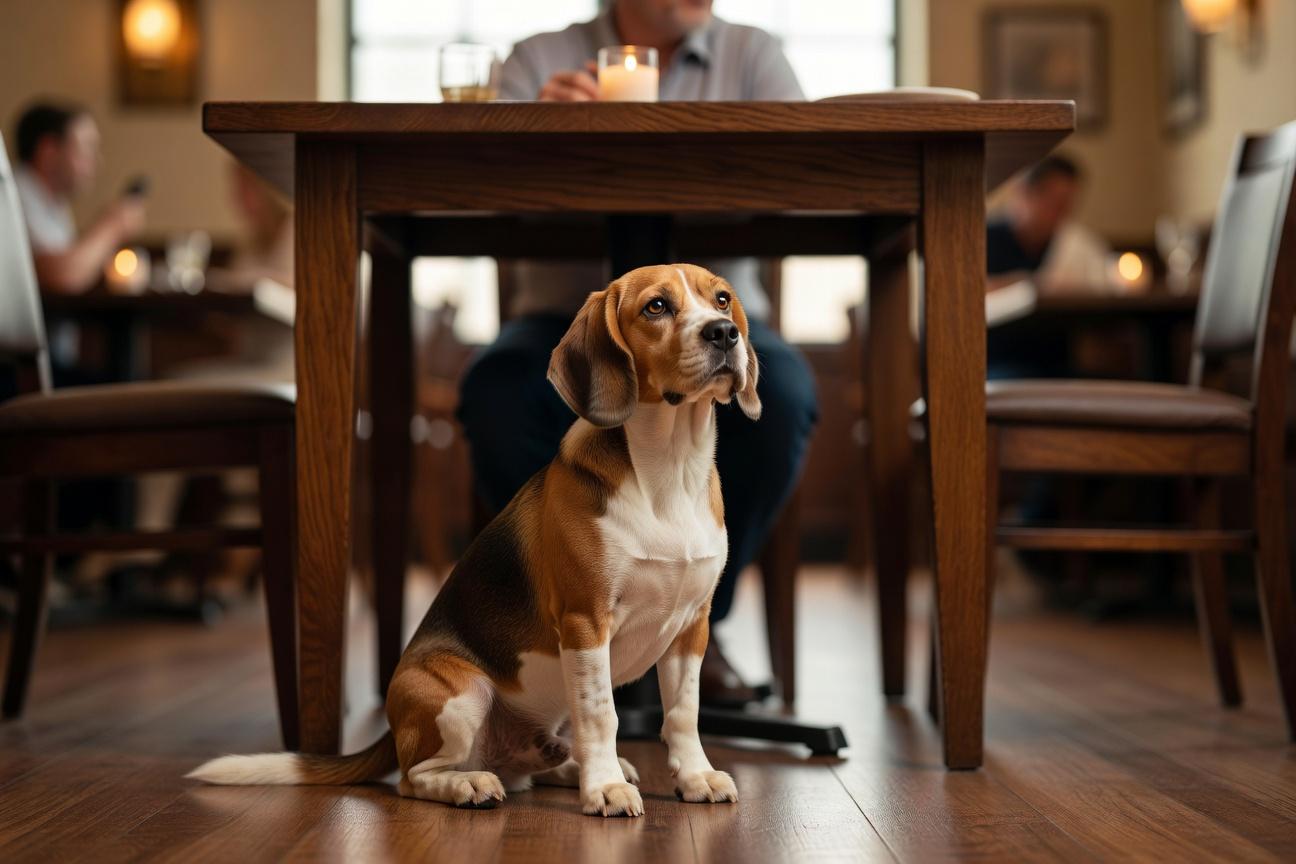 Jak nauczyć beagle’a spokojnego zachowania w restauracji