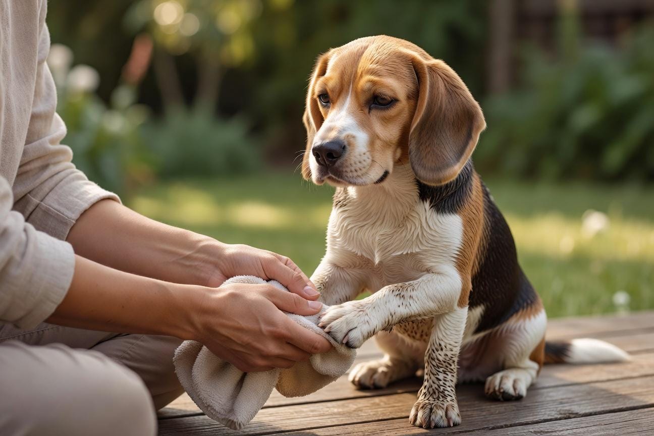 Jak szybko wyczyścić beagle'a po błotnistym spacerze