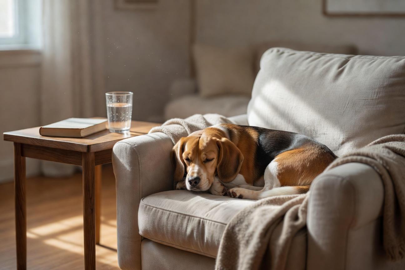 Rekonwalescencja Beagle'a po zabiegu w warunkach domowych