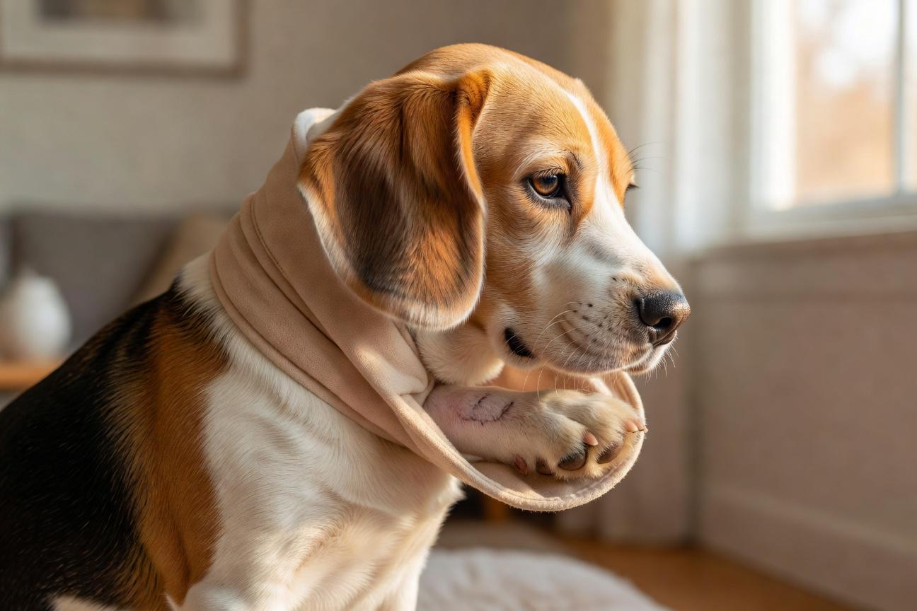 Rekonwalescencja Beagle'a po zabiegu w warunkach domowych