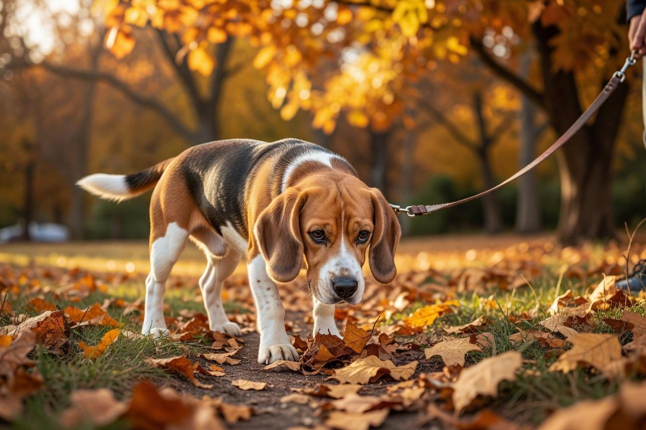 Trening spacerowy beagle'a od pierwszego dnia życia