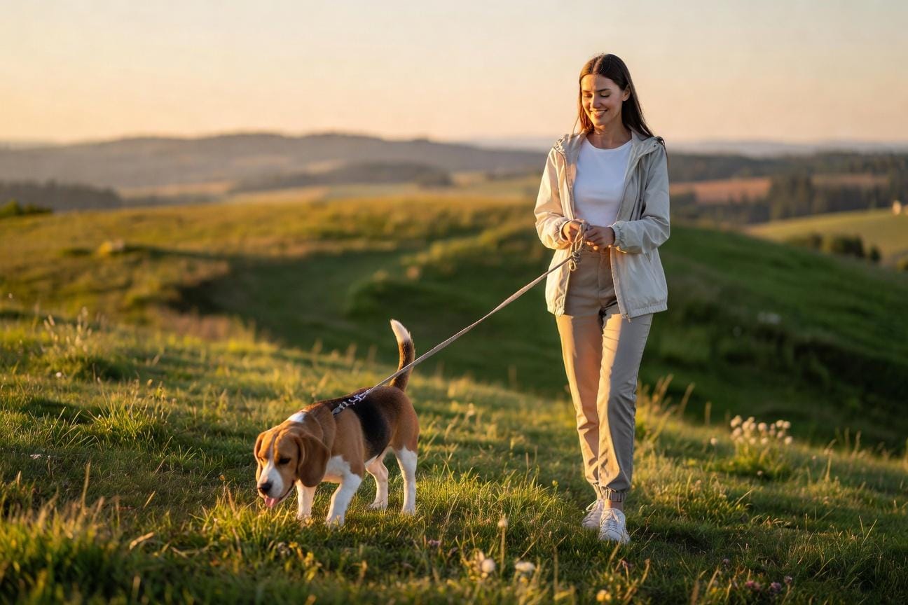 Trening spacerowy beagle'a od pierwszego dnia życia